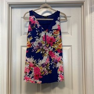 Express navy floral with zipper tank top
